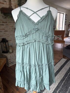 Mi Amore Sage Green Ruffle Mini Dress